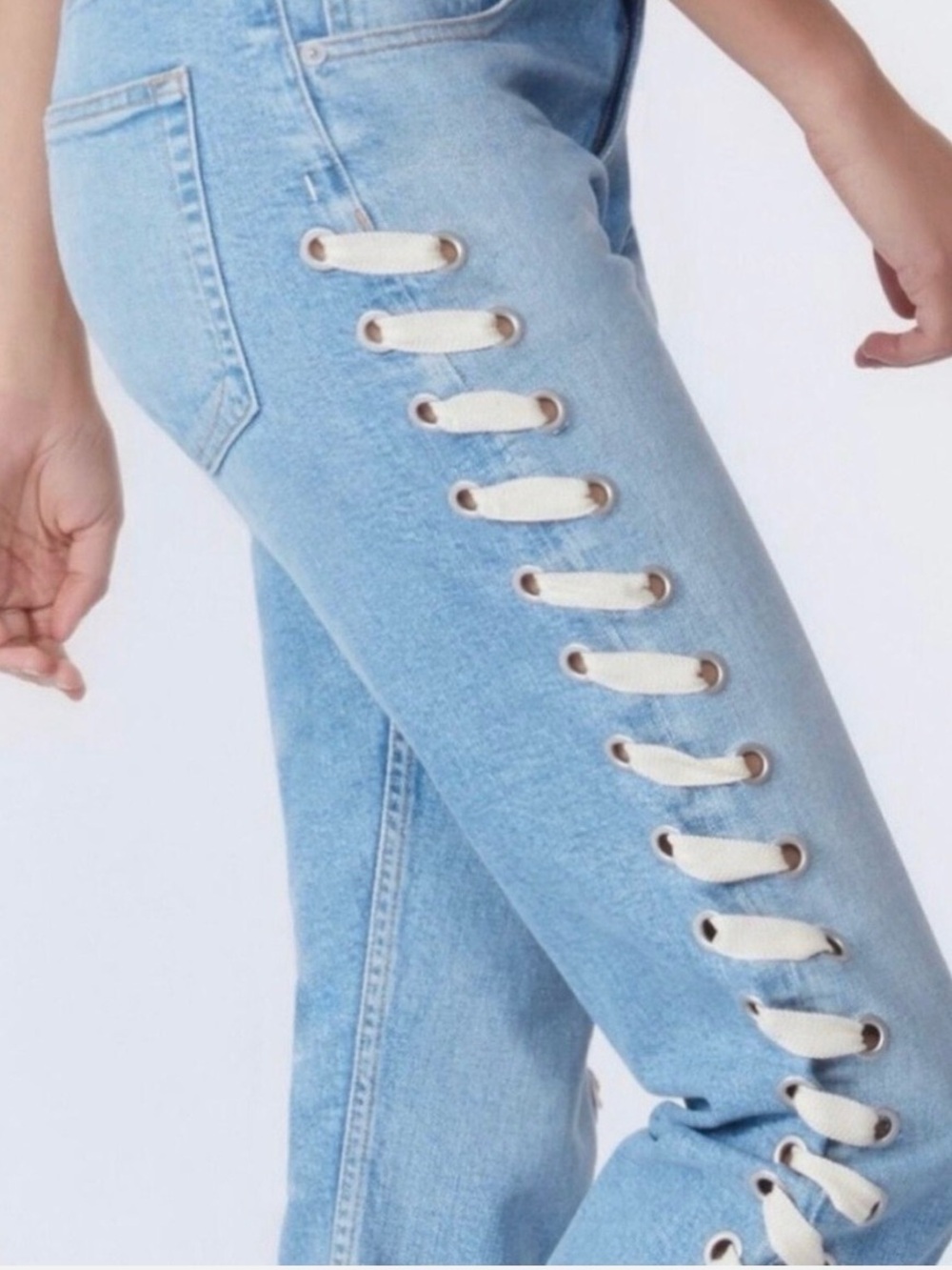 VERONICA BEARD INES LACE-UP GIRLFRIEND JEANS SURFSIDE WASH SIZE 28